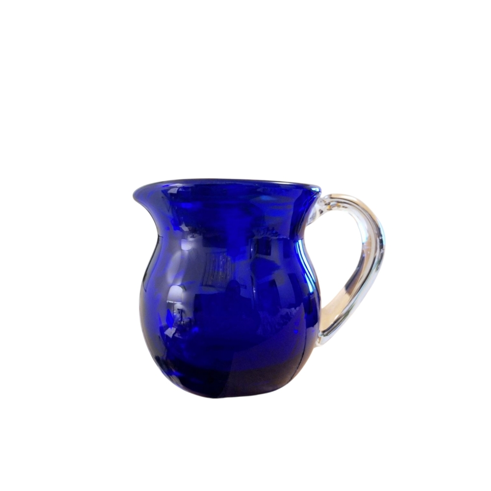 Cobalt Blue Vintage Handblown Glass Pitcher